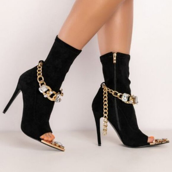 AZALEA WANG " HIGH SOCIETY " JEWEL/RHINESTONE BLACK POINTED TOE ( BRAND NEW !!!! - Picture 1 of 4
